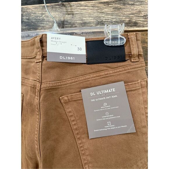 DL1961 NWT AVERY DL ULTIMATE PANT Mens Tigers Eye Brown Modern Straight sz 30x34 - Picture 5 of 9